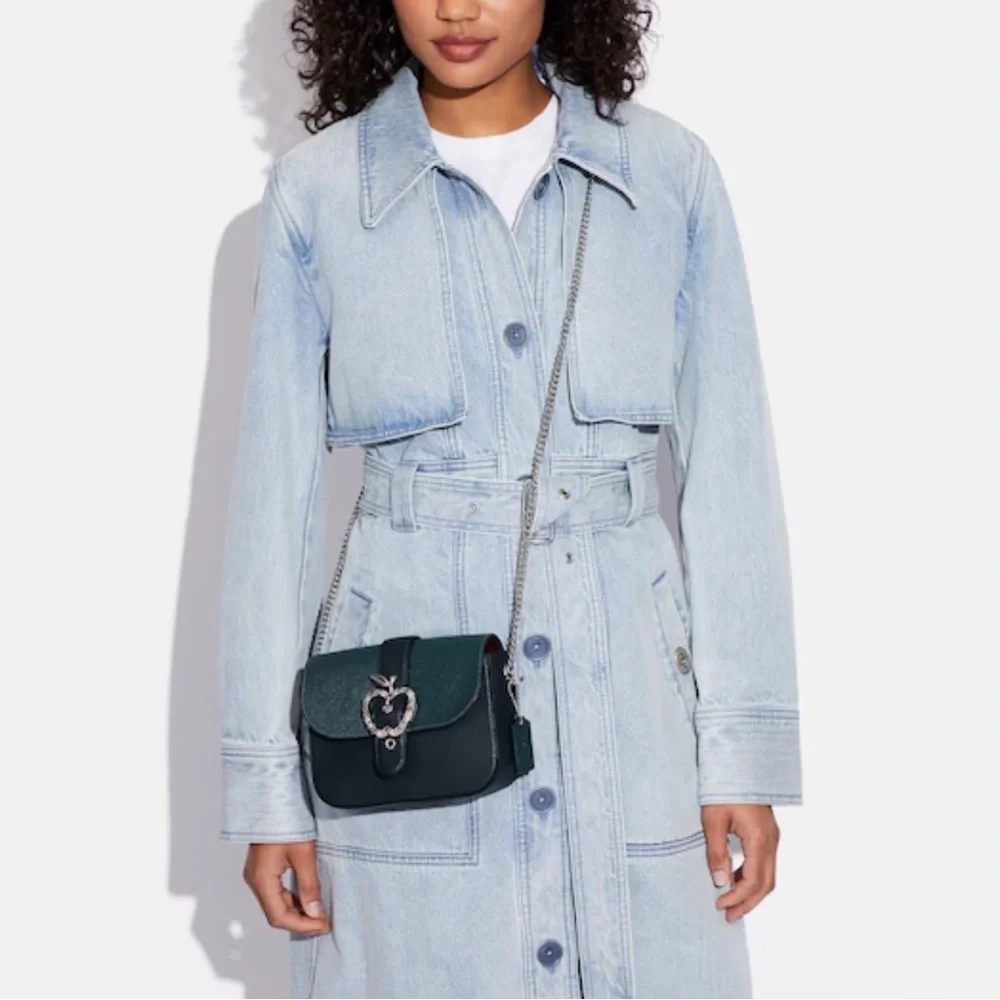 COACH Gemma Crossbody In Colorblock With Apple Buckle Forest Midnight Navy color